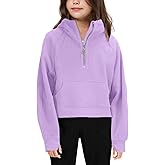 Girls' Hoodies Sweatshirts Half Zipper Pullover Crop Tops for Teen Girls Long Sleeve Sweater Thumb Hole