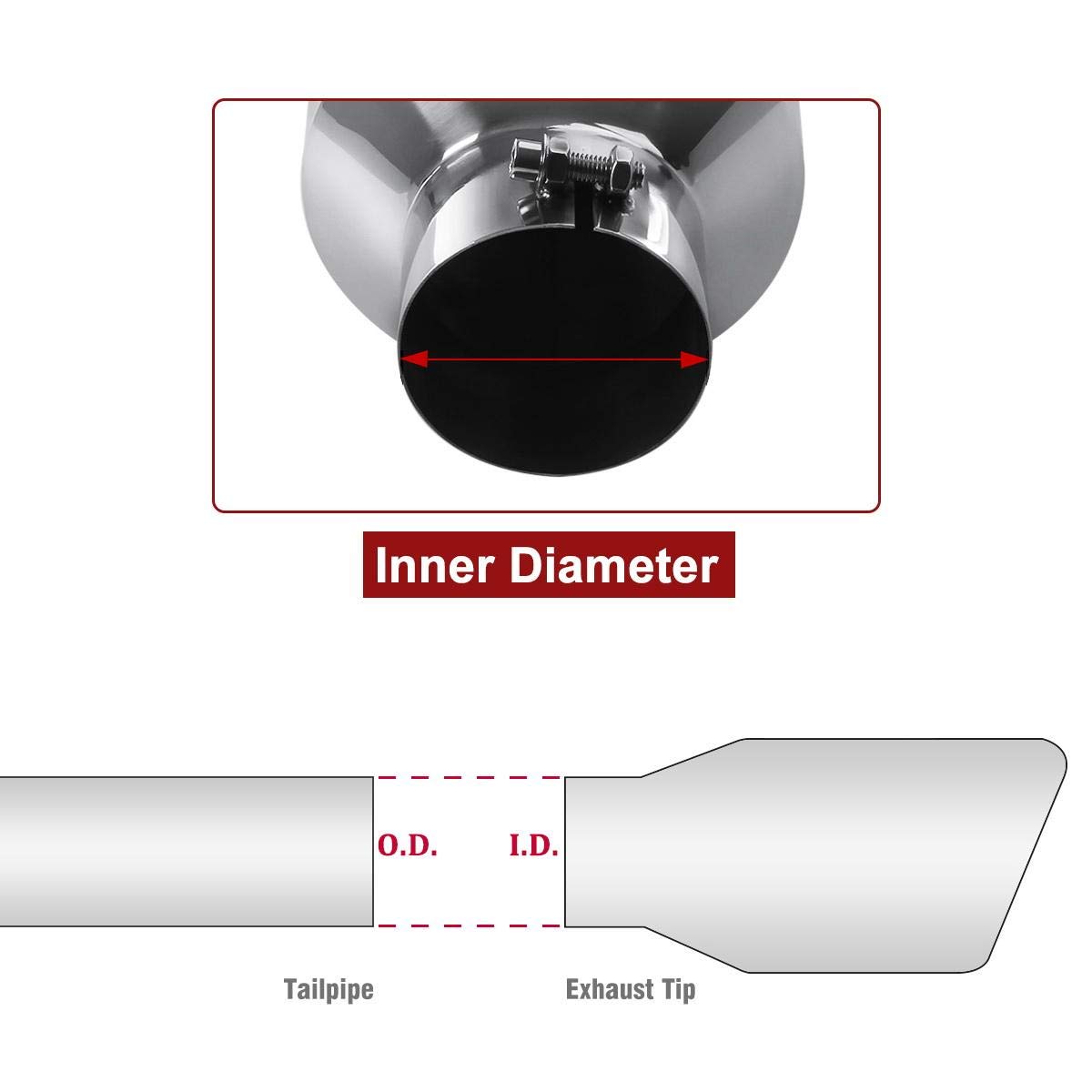 Upower Universal diesel tips 4 to 7 Exhaust Tips 18" Long Mirror Polish Stainless Steel Exhaust