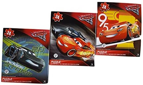 Pixar Cars3- Assorted Puzzles: Lightning McQueen, Jacksow Storm Puzzle Pack Set (24 Piece Each)
