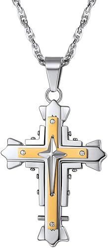 Amazon Prosteel パンク風 クロス ネックレス メンズ ステンレス 十字架 ペンダント 大きい かっこいい アクセサリー ゴールド ネックレス 通販