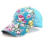 Doinshop Women Baseball Hat Outdoor Net Floral Cap Lady Sun Hat (Flower | Sky Blue)