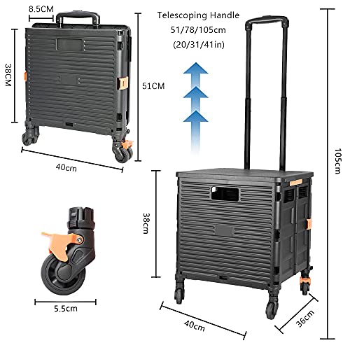 Foldable Utility Cart Folding Portable Rolling Crate Handcart with
