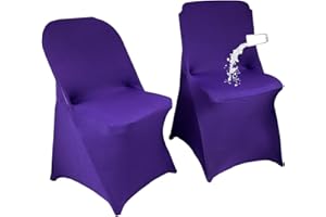 Maiangel 40PCS Stretch Spandex Folding Waterproof Chair Covers,Universal Fitted Chair Cover Protector for Wedding Party Banquet Holidays Celebration Decoration(Purple)