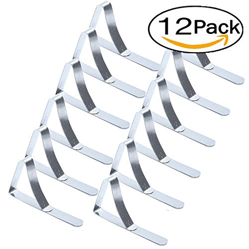 YouTensils Picnic Tablecloth Clips, Stainless Steel Outdoor Table Cover Clamps, Table Cloth Holder & Skirt Clip (12 Pcs)