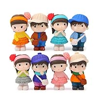 QTFHR 8 pcs (1 set) Kawaii Boys and Girls Toys Figurines Playset, Garden Cake Decoration (Eight(8))