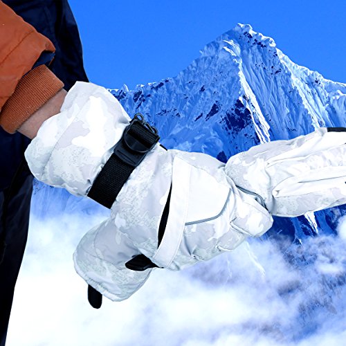 Snow Gloves Outdoor Ski Gloves Unisex Mittens Winter Thick Work Gloves Waterproof Insulated Gauntlet for Cycling, Working, Skiing, Snowboarding, Sledding, Shoveling and Snowballs (Camo)