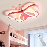 BDXKY Led Ceiling Light Fixture Modern Kids Room Flush Mount Dimmable with Remote 36w Pink Butterfly Ceiling Lamp for Girl Boy Baby Bedroom Living Room
