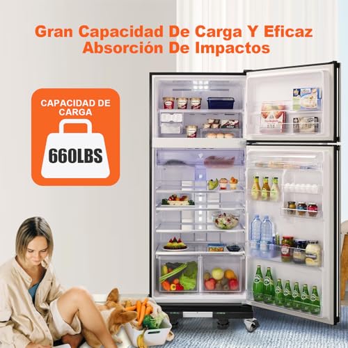 Base para Lavadora Móvil, Base Móvil Universal con 8 Patas Fuertes y 4 Ruedas Dobles, Base Móvil Multifuncional Refrigerador de Ajustable Soporte, para lavadora y Secadora Portatil (40-65CM),Negro