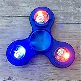 STRESS SPINNER LED Tri Fidget Finger Gyro Stress Reducer EDC ADHD Focus Toys High Speed for Killing Time(Blue)