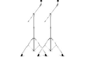 SETEOL 2 Pack Boom Cymbal Stand, Adjustable Cymbal Stand for Drum Hardware Percussion Mount Holder Gear Set Drum Hardware Set for Mounting Crash, Ride, Splash Cymbals, Double Braced Legs with Rubber Feet