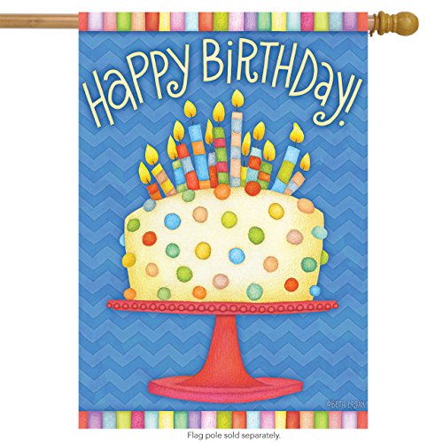 Happy Birthday House Flag Cake Candles 28" x 40" Briarwood Lane