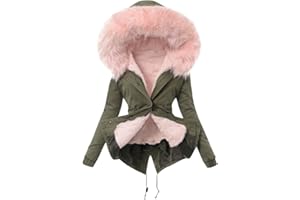 TIMIFIS Winter Coats for Women Plus Size Thick Jackets with Fur Hood Warm Cashmere Outerwear Big Collar Parka Tops
