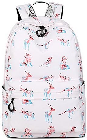 Teecho Waterproof Cute Print Girl Backpack Fit for 15.6" Laptop College Backpack Pink