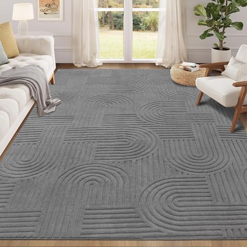 Enyhom Teppich Wohnzimmer 120 x 160 cm, Weicher Kurzflor Waschbar Küchenteppich Hochwertiger Moderner Pflegeleicht Teppiche für Schlafzimmer Büro Aufe