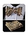 HISDERN Gold Bow Ties for Men Self Tie Paisley Mens Bow Tie and Pocket Square Set Classic Business Formal Tuxedo Men's Bowtie Handkerchief for Wedding Party