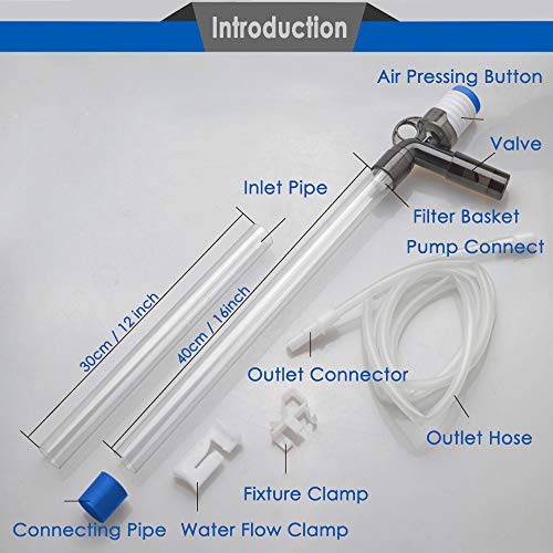 Gravel Vacuum Cleaner for Aquarium, Fish Tank Cleaner with Water Flow Controller, Extendable Pipe and 72â€ Long Siphon Hose, Perfect for Quick Water Changing and Sand Cleaning - BPA Free (30+40)
