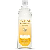 method Super Shine Liquid Dish Soap, Coastal Citron Scented, 16 fl oz | Powered by Enzymes, Removes Up to 99% of Grease, Gentle on Skin