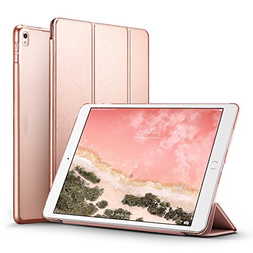 ESR iPad Pro 10.5 Case, Lightweight/Pretty Color/Perfect Fit Smart Trifold Stand Case with Frosted Semi Transparent Plastic Back Cover for iPad Pro 10.5 inch 2017 Released (Rose Gold)