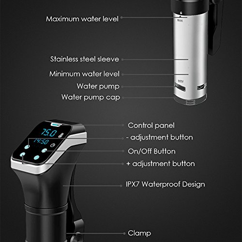 Sous Vide Cooker,Banne 800W 110V Precise Digital Timer Manual Controlled IPX7 Waterproof Immersion Circulator Cooker with Cookbook