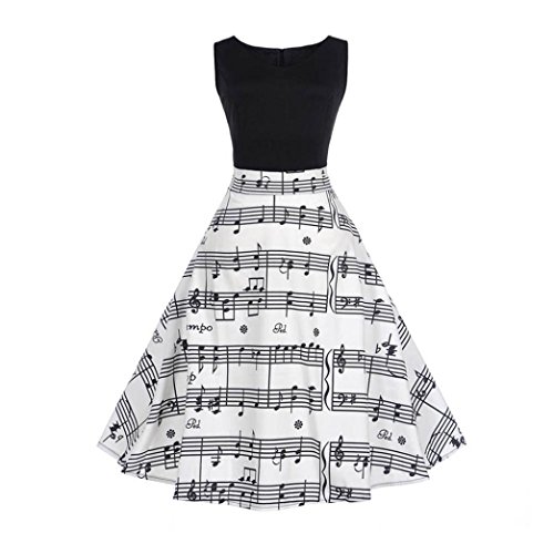 Vintage Dress, AgrinTol Women Printing Bodycon Sleeveless Casual Evening Party Dress (M, White3)