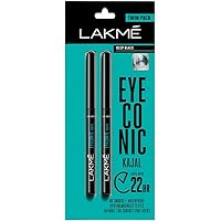Lakme Eyeconic Kajal Twin Pack, Black, 0.35g with 0.35g