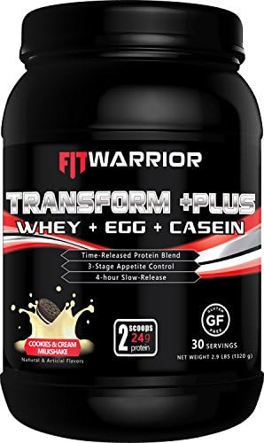 Transform +Plus Whey, Egg White, Milk & Casein Protein Blend [Cookies/Cream Milkshake], 24g Protein, 2.9 Pound Powder, 30 Serving - Meal Replacement, Anti-Hunger 4-Hour Time-Release Appetite-Control
