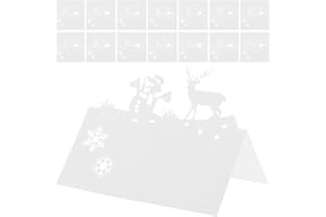 DOITOOL 50 Pcs Christmas Place Cards for Table Setting Reindeer Snowman Snowflake Patterns Table Name Cards for Xmas Party Wi