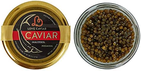 Premium Kaluga Sturgeon Amber Caviar Huso Dauricus River Beluga 3.5 oz - 50 gr Jar w/Mother of Pearl Caviar Spoon Gourmet Premium Black Caviar Light-Salted Farm Raised OVERNIGHT SHIPPING by Stradiva