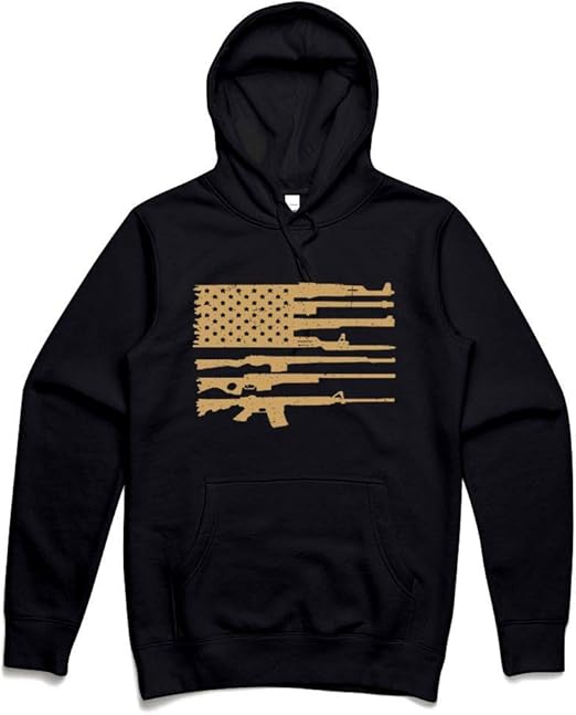 Comfiy American Flag Gun Graphic Hoodies for Men,Funny