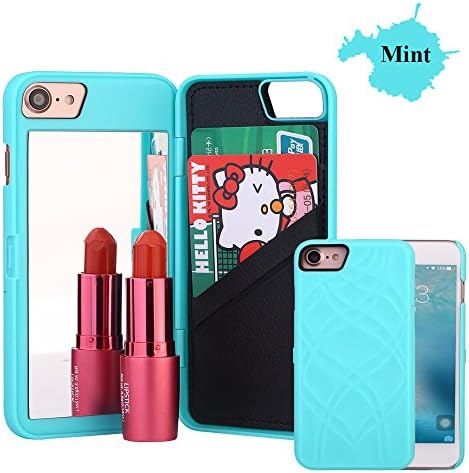 Iphone 7 Case,Iphone 8 Case, [3D Mirror Series] Cards Holder Kickstand Wallet Style Flip Back Cover Protective Case for iPhone 7/8 4.7 Inch (Mint)