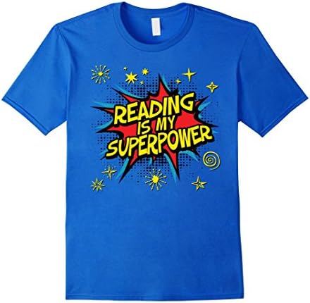 Mens Reading Is My Superpower Shirt, tee reader books Large Royal Blue