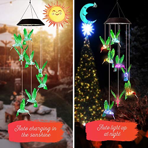 Dekopia Solar Wind Chimes 8 Hummingbird Outdoor Decor Color Changing Light Sensor Solar Power Eco Friendly Easy To Use Waterproof Design Christmas Ornaments Night Party Garden Decor Pricepulse
