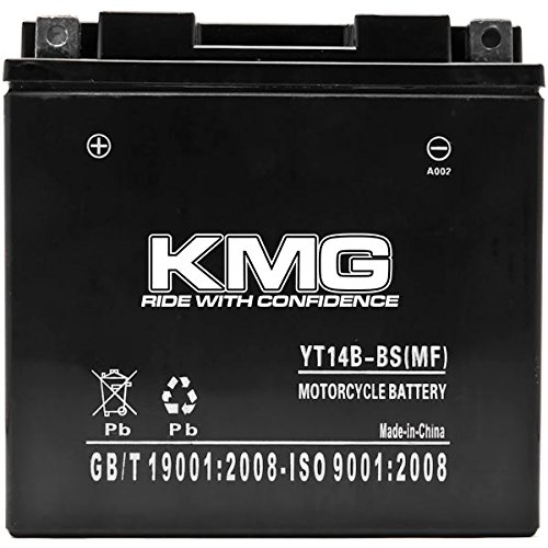 KMG YT14B-BS Battery For Yamaha 1854 Roadliner Raider Stratoliner 2006-2014 Sealed Maintenance Free 12V Battery High Performance SMF OEM Replacement Powersport Motorcycle ATV Snowmobile Watercraft