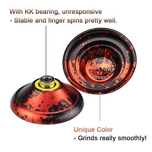 YOSTAR MAGICYOYO K8 Professional Yoyo Unresponsive Yoyo Ball Kids, Big Size Yoyo, Easy to Catch, with 5 Strings, Glove, Bag (Black & Red) - Thumbnail 5