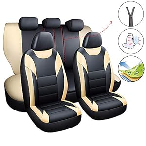 Autostoelhoes kunstleer universeel zwart voor Yaris Sandero Lodgy Logan Ateca getz i10 Santa Fe ceed Sportage s40 v40…