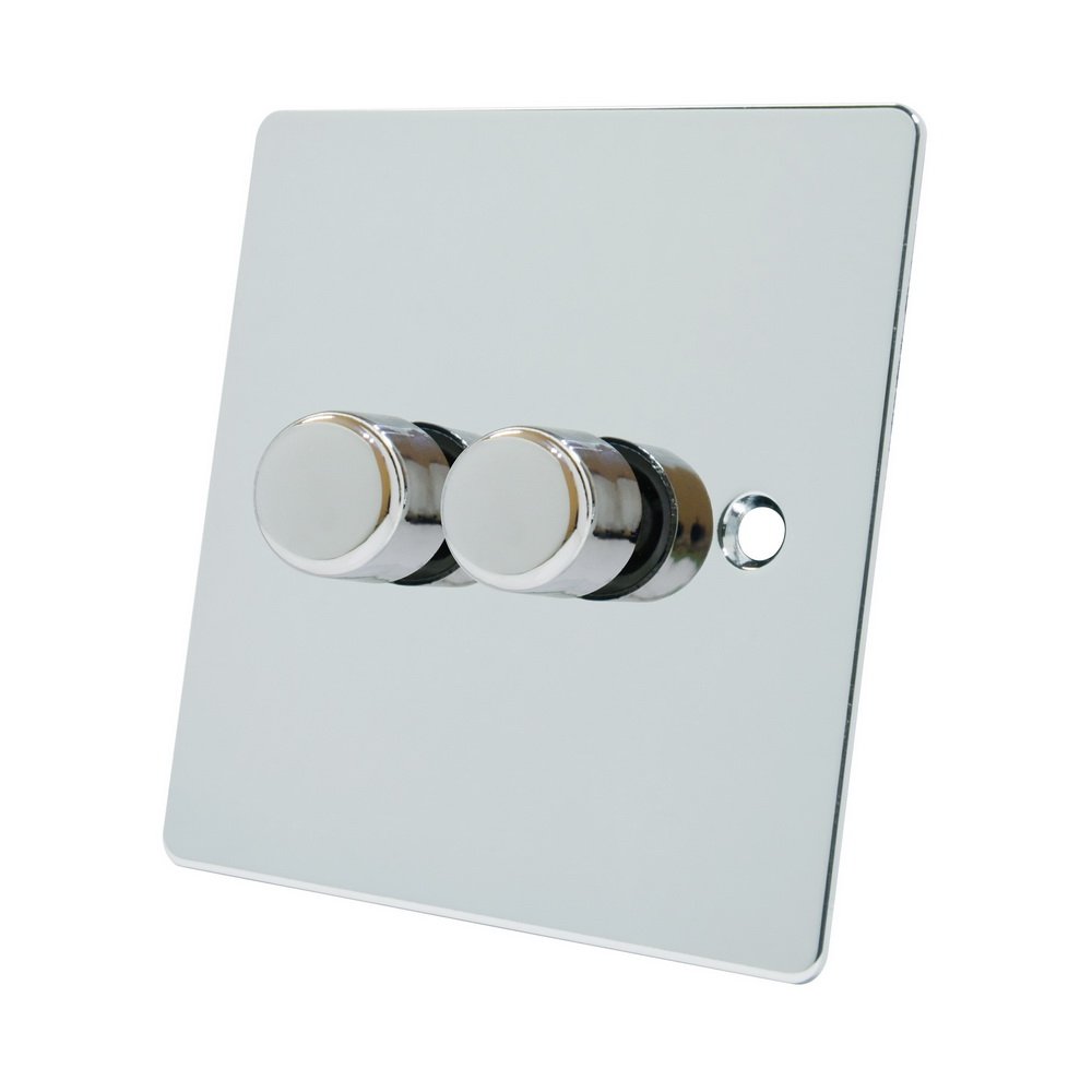 Alliance Electrical FPC2GDIM40 10 A 400 W 2 Gang 2 Way Flat Dimmer Switch - Polished Chrome