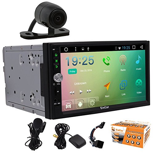Backup Camera + Universal Car Stereo with Pure Android 6.0 System In Dash GPS Navi 7 Inch Touch Screen No DVD CD Player Double 2 Din Head Unit Bluetooth Wifi Mirror link Steering Wheel Control