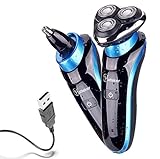Hatteker 2 in 1 Electric Shaver Professional Electric Razor Rotary Shaver for Men Waterproof Nose Hair Trimmer Cordless with USB Rechargeable Wet and Dry Xmas Christmas Gifts for Husband Dad Boyfriend