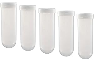 YOKIVE 10 Pcs Plastic Centrifuge Tube, Laboratory Tube with Round Bottom and Screw Cap | Identify Fill Level, Great for Molec