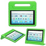 MoKo Case for Amazon Fire HD 10 Tablet (5th/7th Generation, 2015/2017 Release), Kids Shock Proof Convertible Handle Light Weight Super Protective Stand Cover Case for Fire HD 10.1 Inch Tablet, Green
