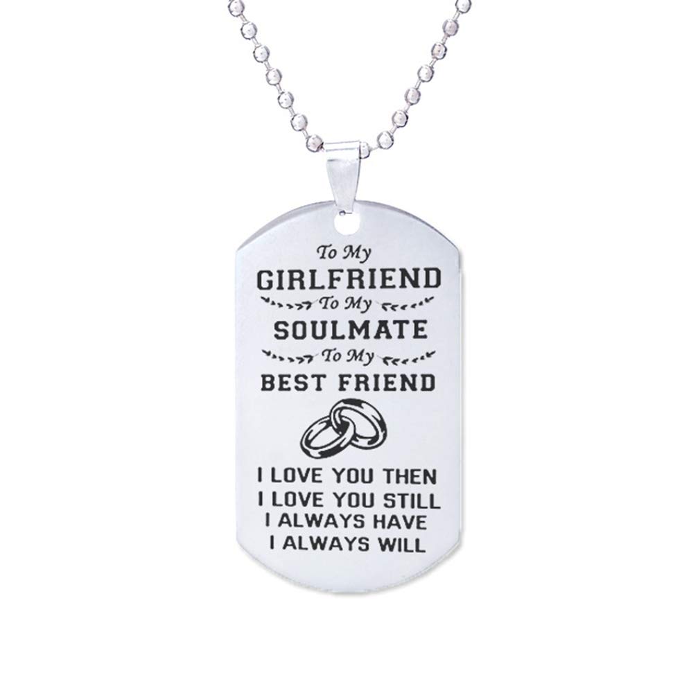 JK Home To My Love Girlfriend Soulmate Best Friend Dog Tag Necklace Stainless Steel - Funny Gifts Lover Christmas Valentines Day