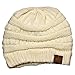 Winter White Ivory Thick Slouchy Knit Oversized Beanie Cap Hat,One Size,Ivory