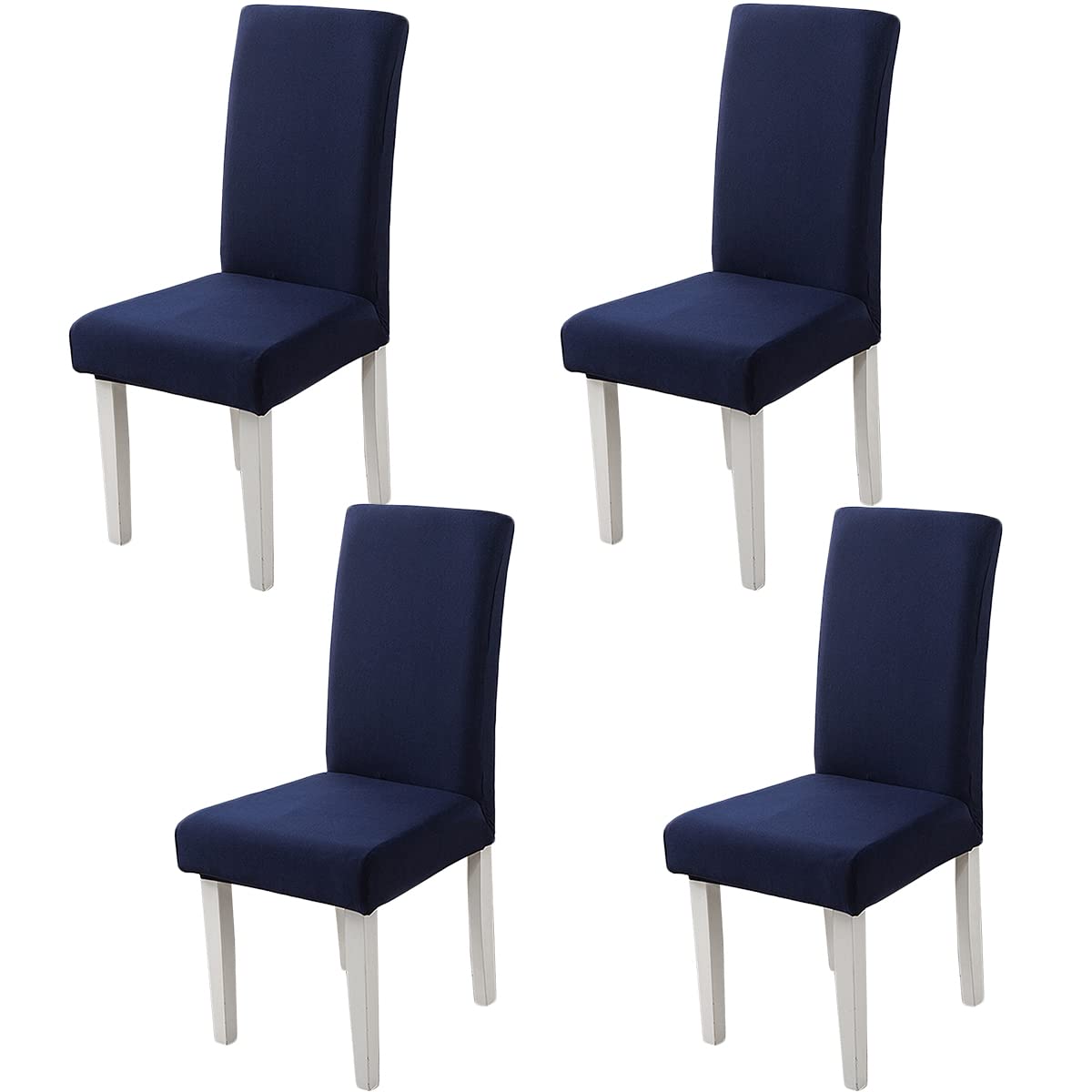 HZDHCLH Chair Covers Slipcovers 4/6 PCs Stretch Removable Washable Short Dining Chair Protector Cover Seat for Hotel,Dining Room,Ceremony（Navy blue,4 PCS）