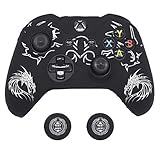 Xbox One/ Xbox One S Controller Skin, BRHE Anti-slip Silicone Cover Protector Case Accessories Set for Microsoft Xbox 1 Wireless/Wired Gamepad Joystick with 2 Thumb Grips Caps (Red Blue Black) (White)