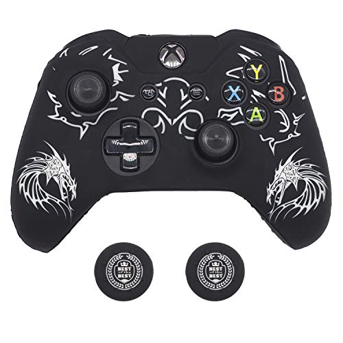 Xbox One/ Xbox One S Controller Skin, BRHE Anti-slip Silicone Cover Protector Case Accessories Set for Microsoft Xbox 1 Wireless/Wired Gamepad Joystick with 2 Thumb Grips Caps (Red Blue Black) (White)
