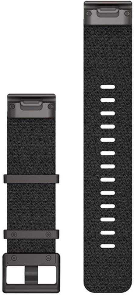 Garmin Quickfit Watch Band, Vented Carbon Gray Titanium Bracelet, Jacquardweave Nylon Strap – Heathered Black, Model Number: 010-12738-03