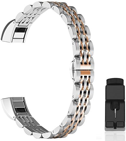 For Fitbit Alta HR & Alta Band With Metal Clasp, Stainless Steel Metal Adjustable Replacement Accessory Wristband Bracelet Strap Band for Fitbit Alta/Fitbit Alta HR 2017/Alta HR Smart Fitness Tracker