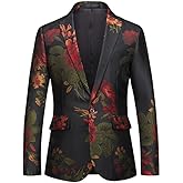 MOGU Mens Blazer Fashion Floral Casual Sports Coat Slim Fit Suit Jacket