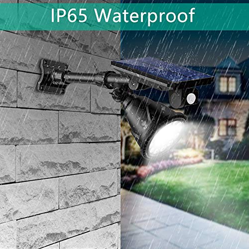 JSOT Solar Spot Lights, Outdoor 18 LED Landscape Lamps Super Bright Spotlight Waterproof Flood Lamp with Motion Sensor for Deck Yard Garden Garage Driveway (White - 4 Pack)