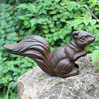 Liweibao-Home Garden Statue Cast Iron Garden Ornaments Metal Cute Squirrel Garden Ornaments Garden Decorations for Outdoor Yard Outdoor Lawn Yard Decor (Color : Black, Size : 20.7x7x11cm)